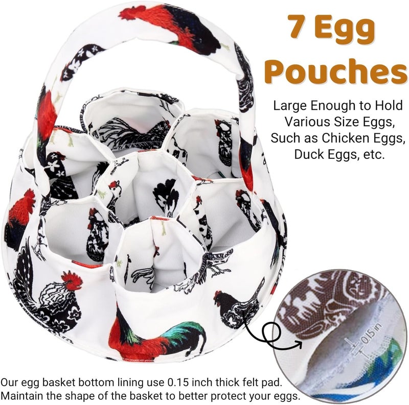 Noamus 2 Pack Eggs Collecting Bags, Mini Canvas Eggs Gathering Basket with 7 Pouches, Easter Egg Collector for Chicken Hen Duck Goose Housewife Garden Transporting Storage(2 Styles) - Image 3